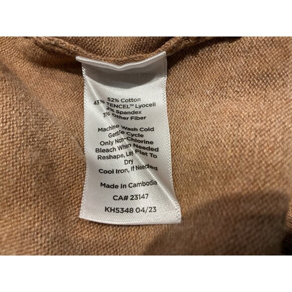 Talbots Classic Crew Neck Cardigan XL Camel Button Front Long Sleeve - Picture 7 of 8